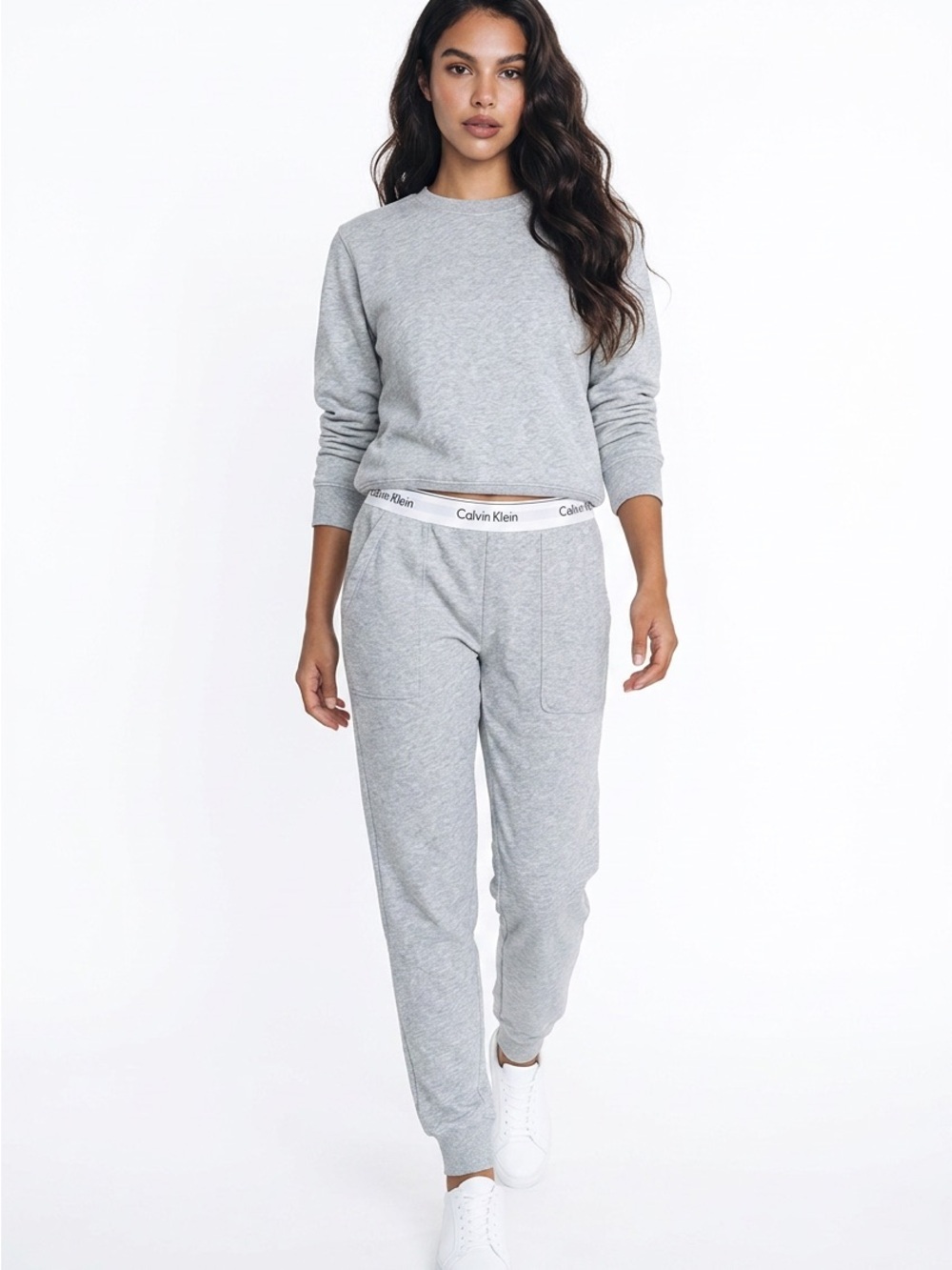 Calvin Klein Light Gray Logo-Waist Jogger Pants - Picture 2 of 12